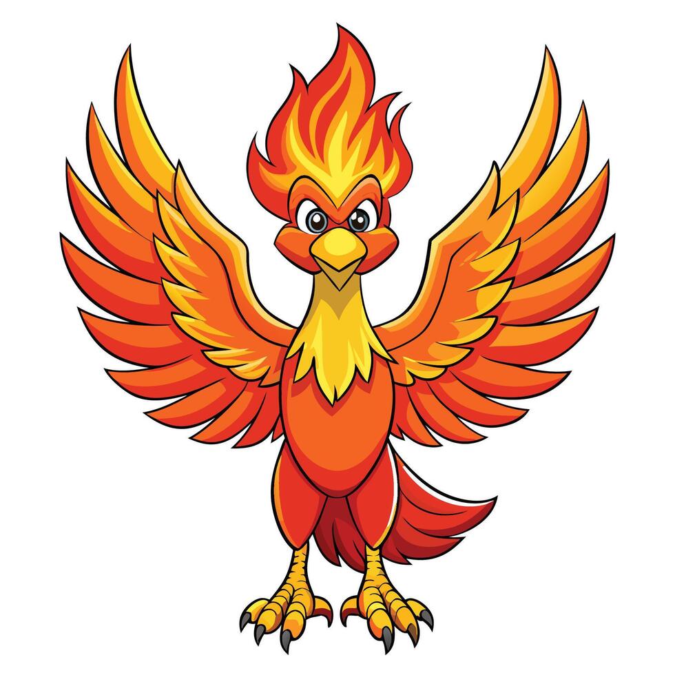 Fiery Phoenix Cartoon white background vector