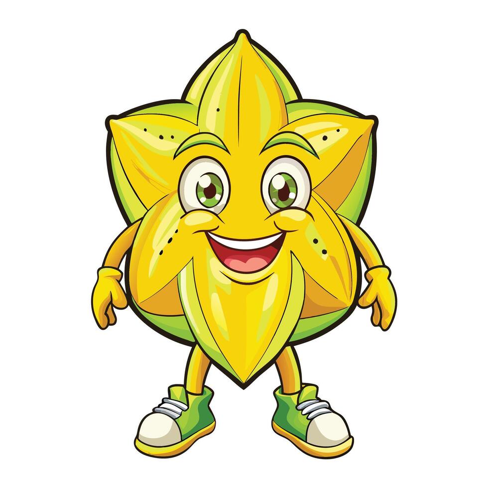 Cartoon star fruit with happy expression vector