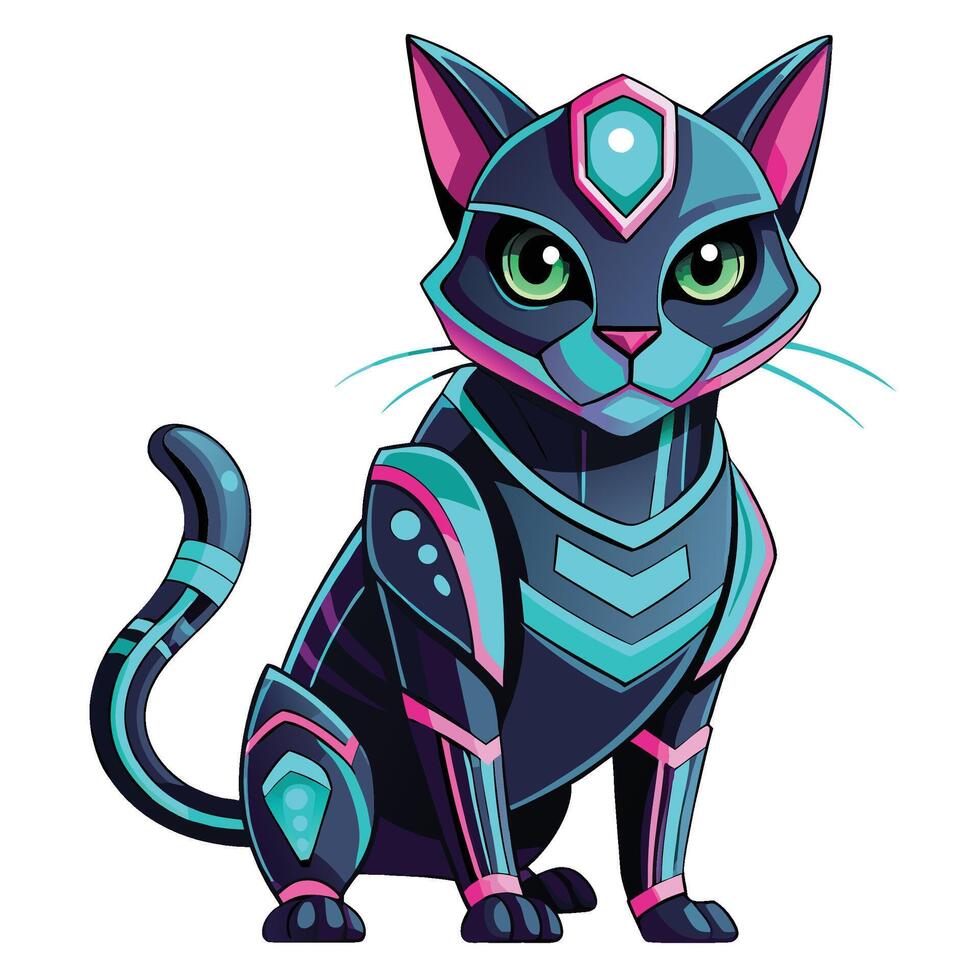 Futuristic Cat in Armor vector