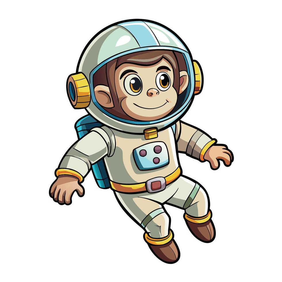 Cute monkey astronaut in space suit vector