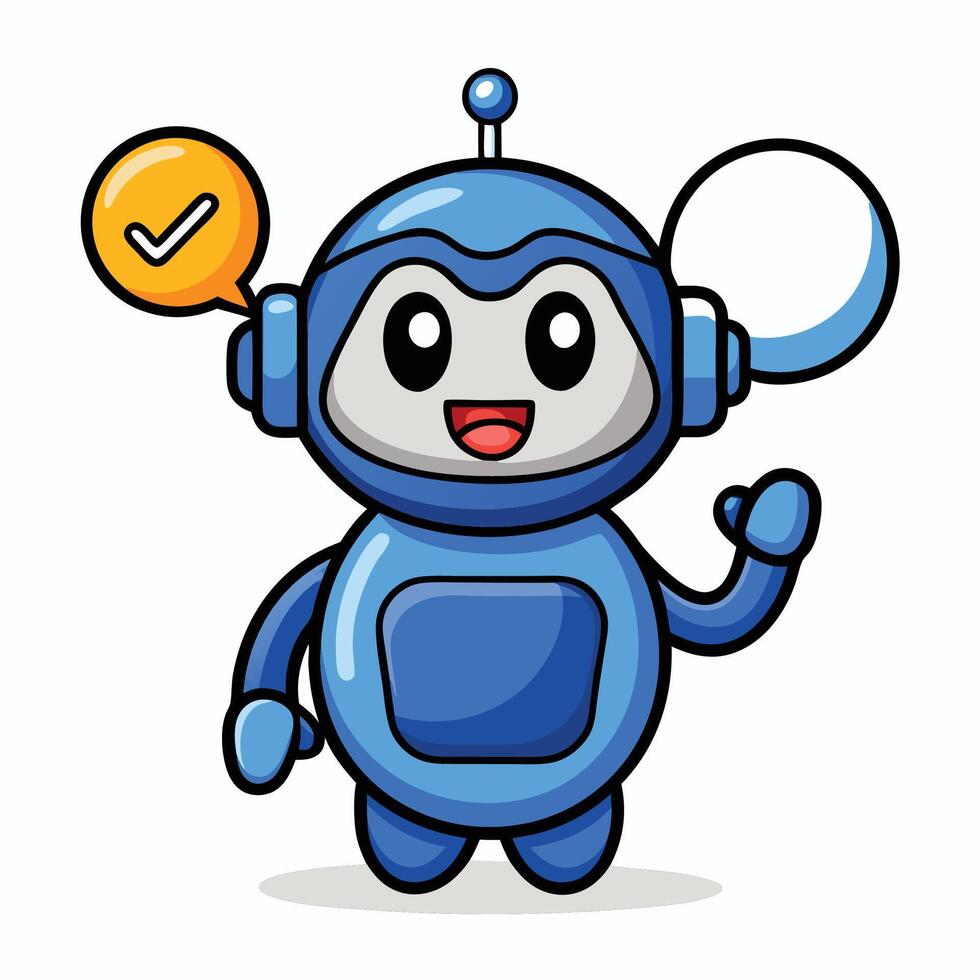 Cute robot character with a check mark vector