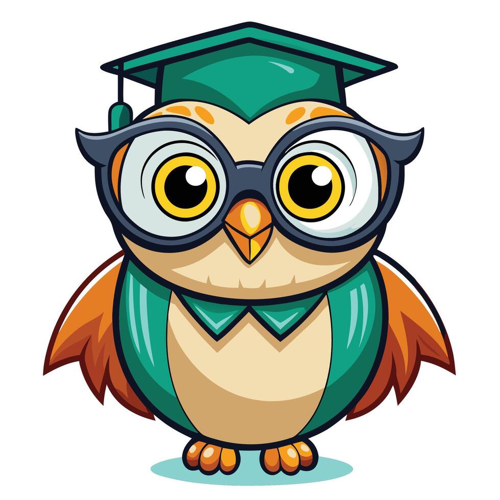 Cute owl graduate in graduation cap vector