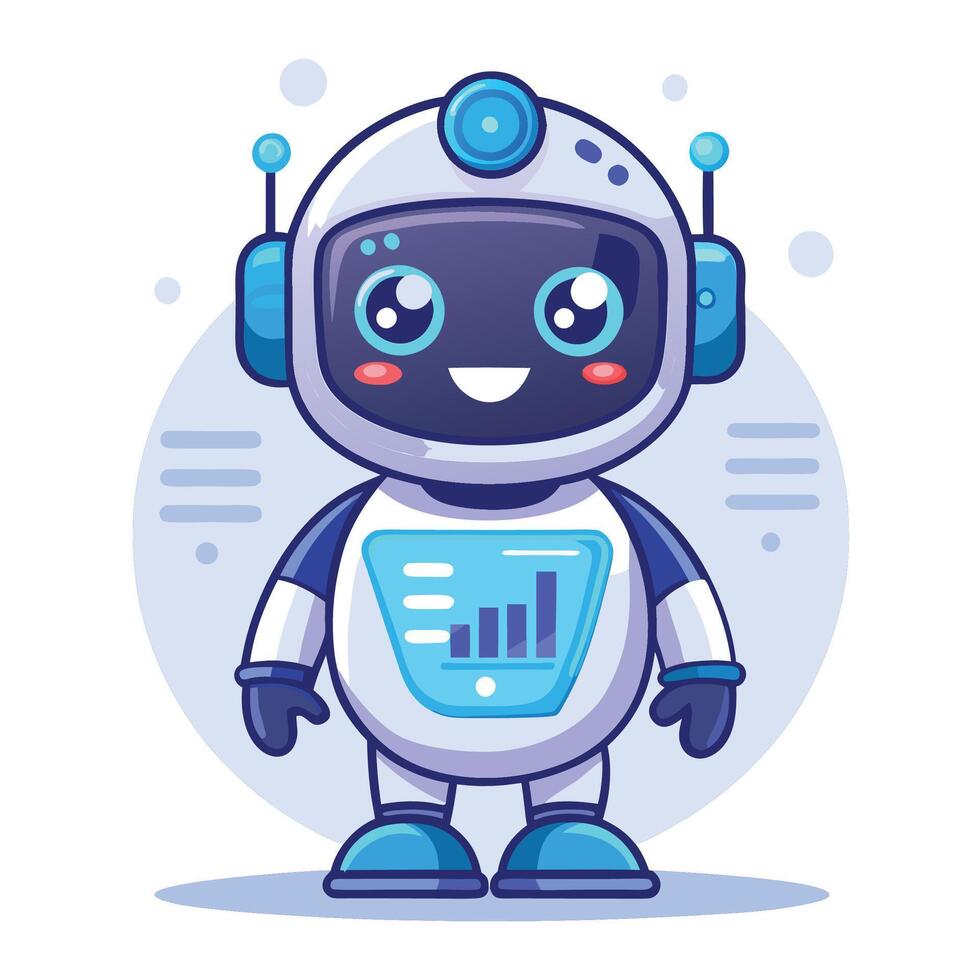 Cute robot with data display vector