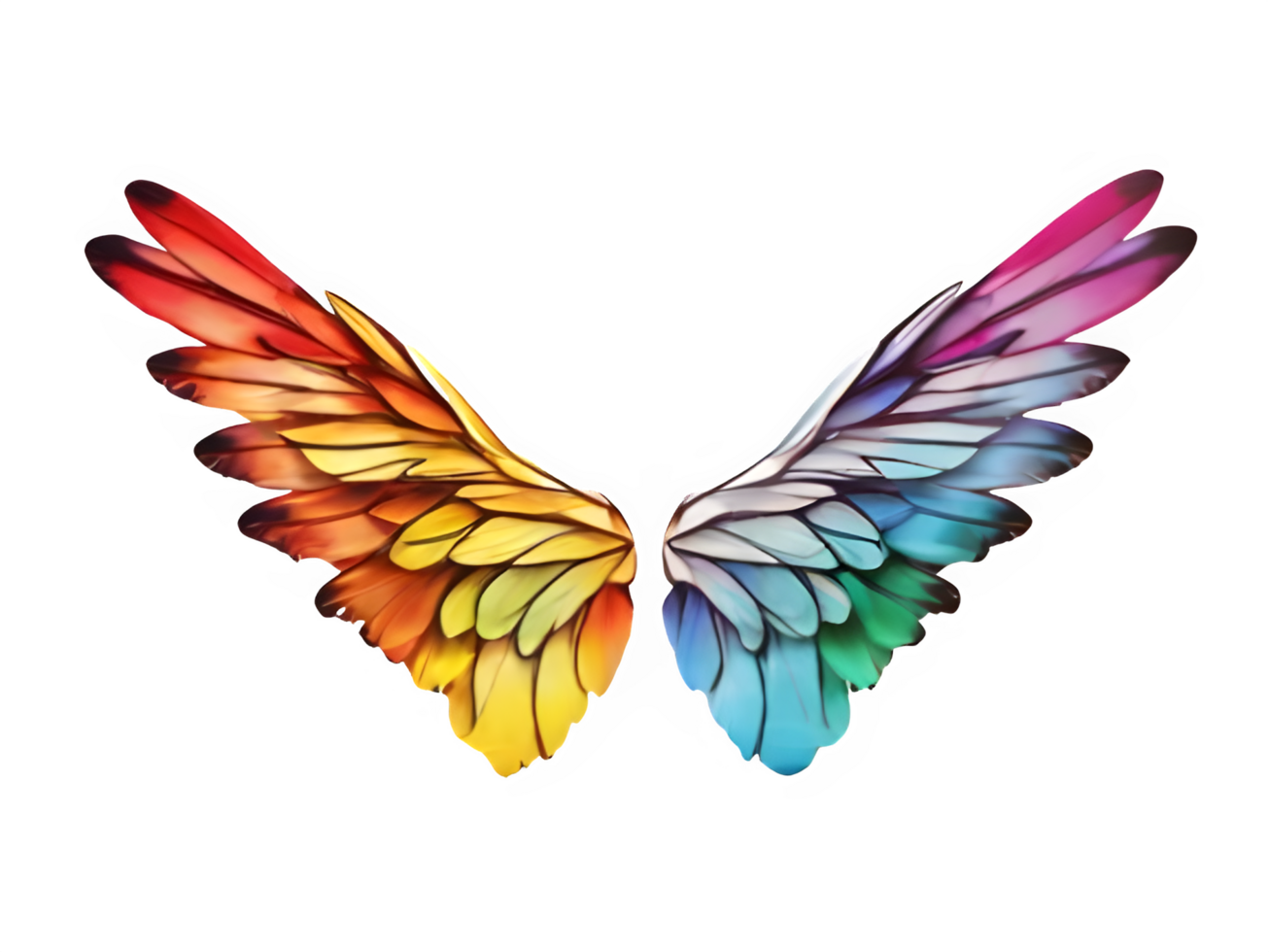 Magical Colorful Wings with Transparent Background for Graphics png