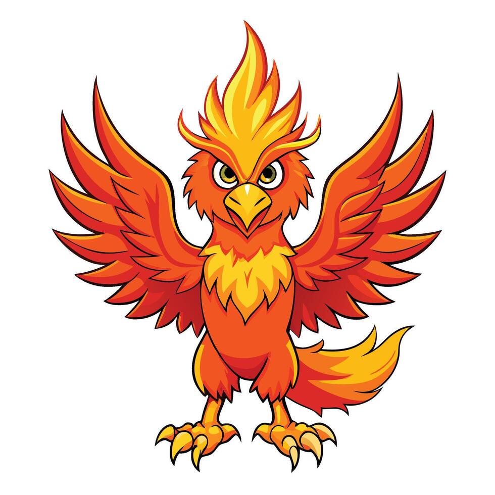 a cartoon red firebird bird white background vector