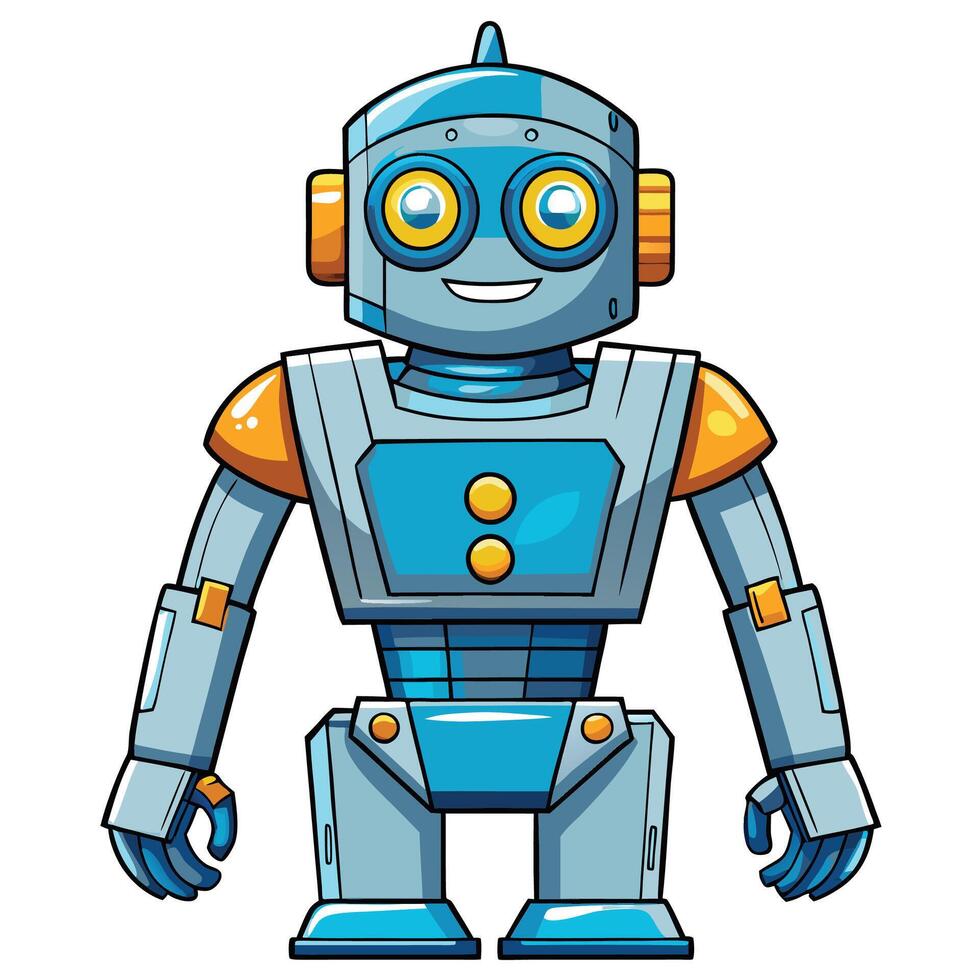 Friendly cartoon robot with a happy expression vector