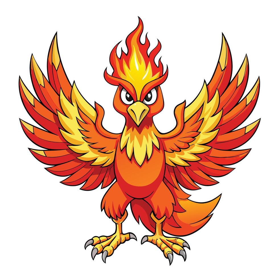Fiery Phoenix Cartoon vector
