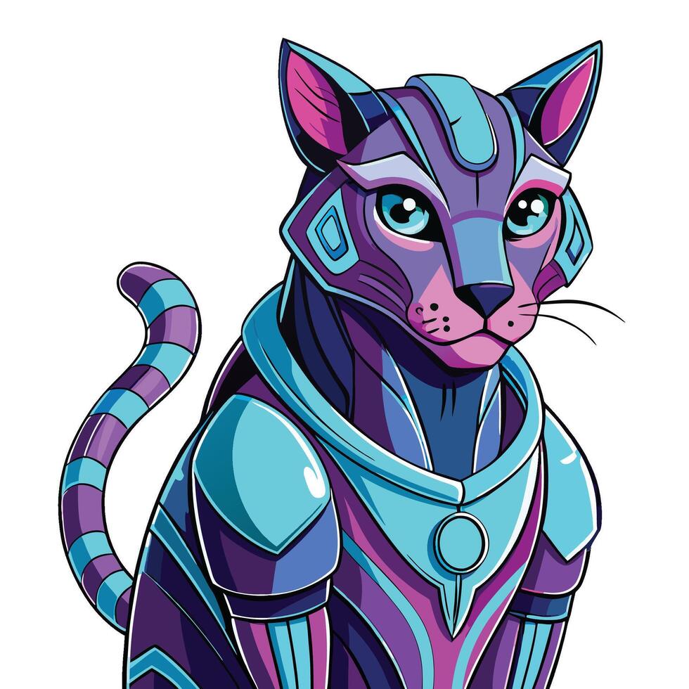 Futuristic Cat with Armor vector