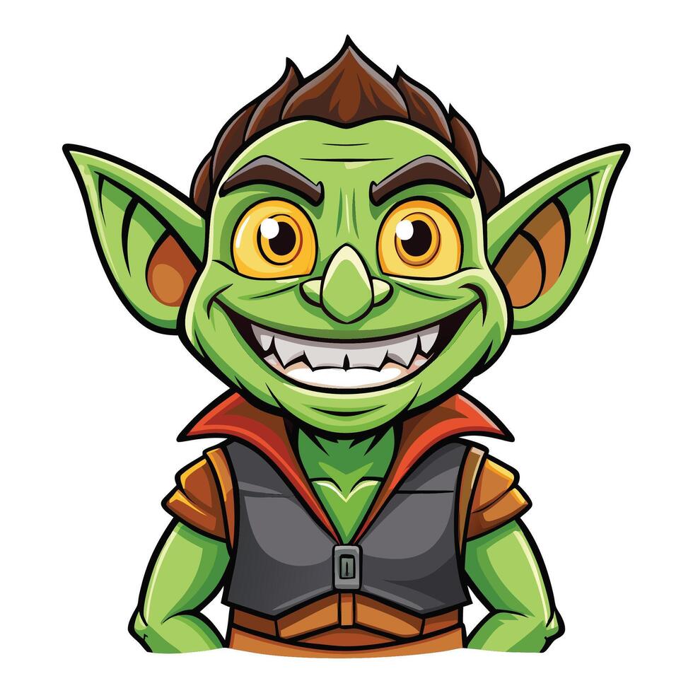 Green mischievous creature with large ears vector