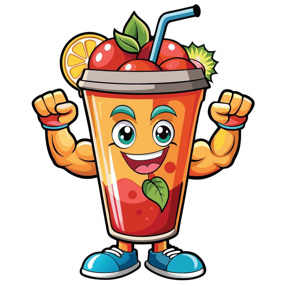 Energetic fruit smoothie in a character cup vector