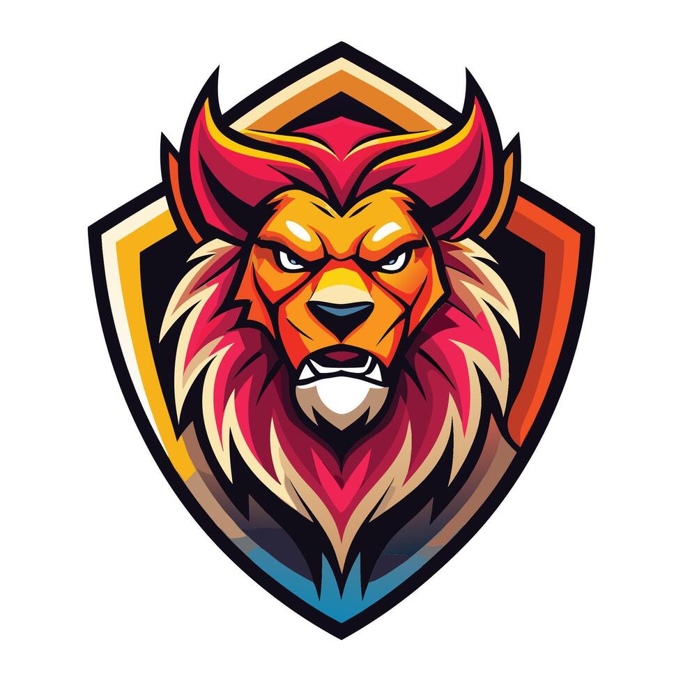 lion mascot mascot head white background illustration vector