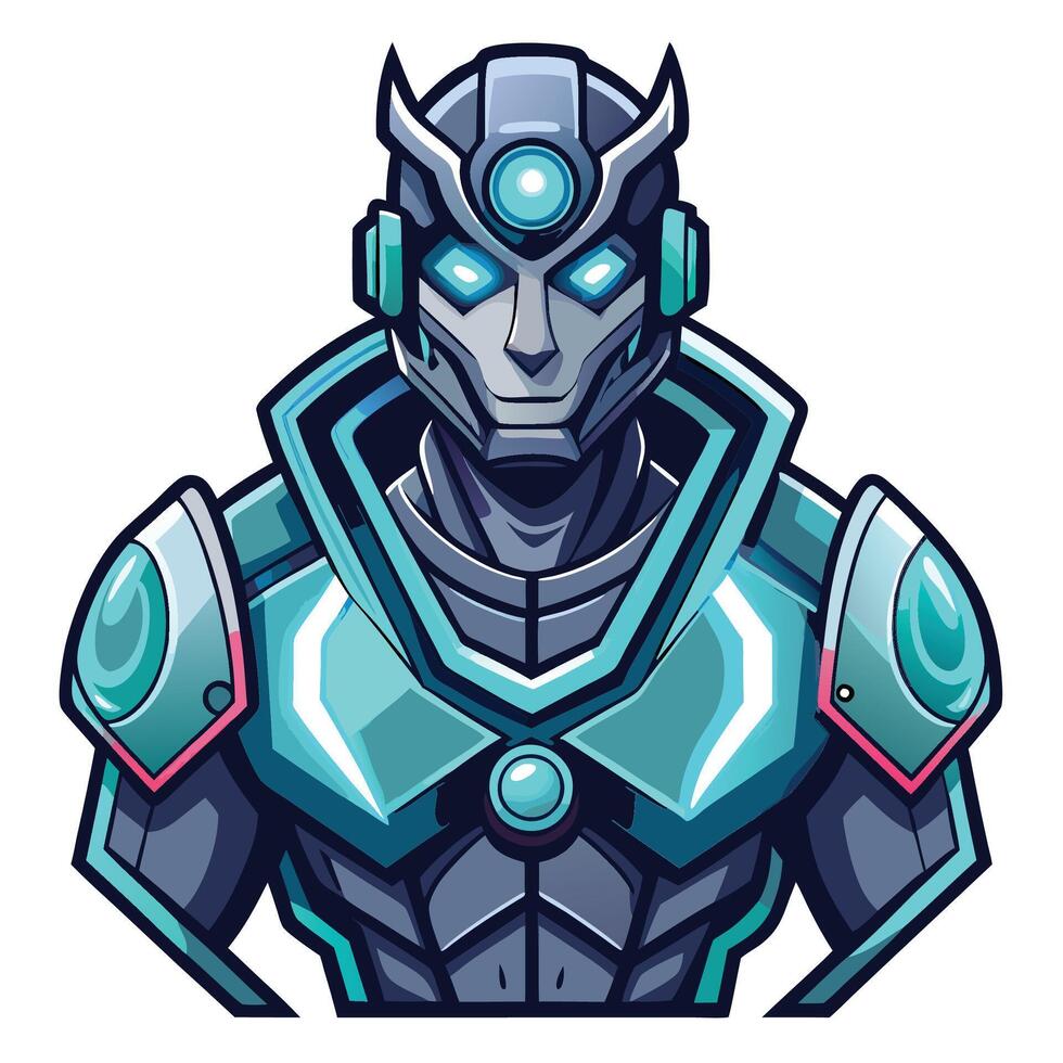 Futuristic robot character portrait vector
