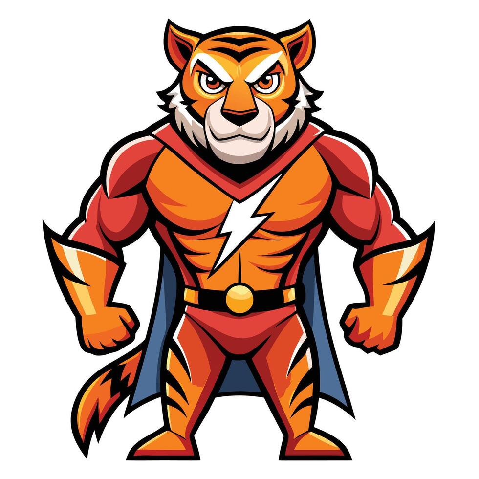 Tiger Superhero white background vector