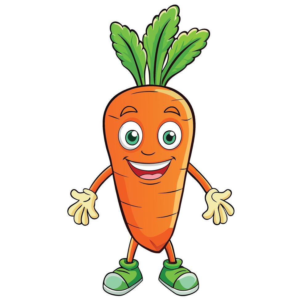 Cartoon Carrot with a Happy Expression vector