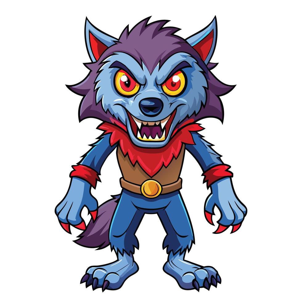 Angry cartoon werewolf white background vector