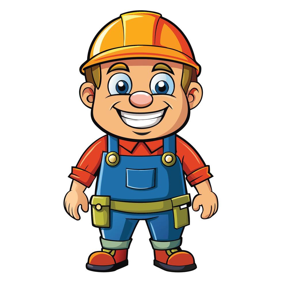 Cartoon Construction Worker white background white background vector