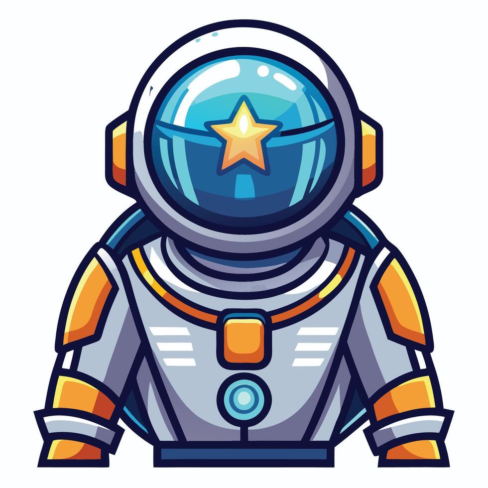 Astronaut character with star helmet vector