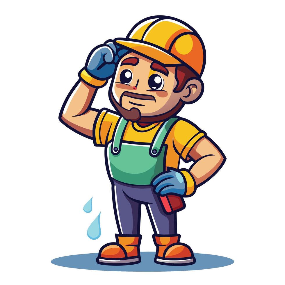 Tired construction worker vector