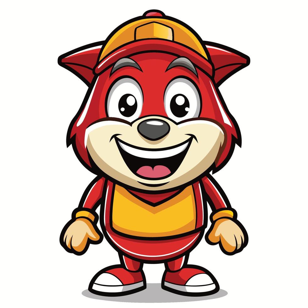 Cartoon Character, Red, Happy, Cute vector
