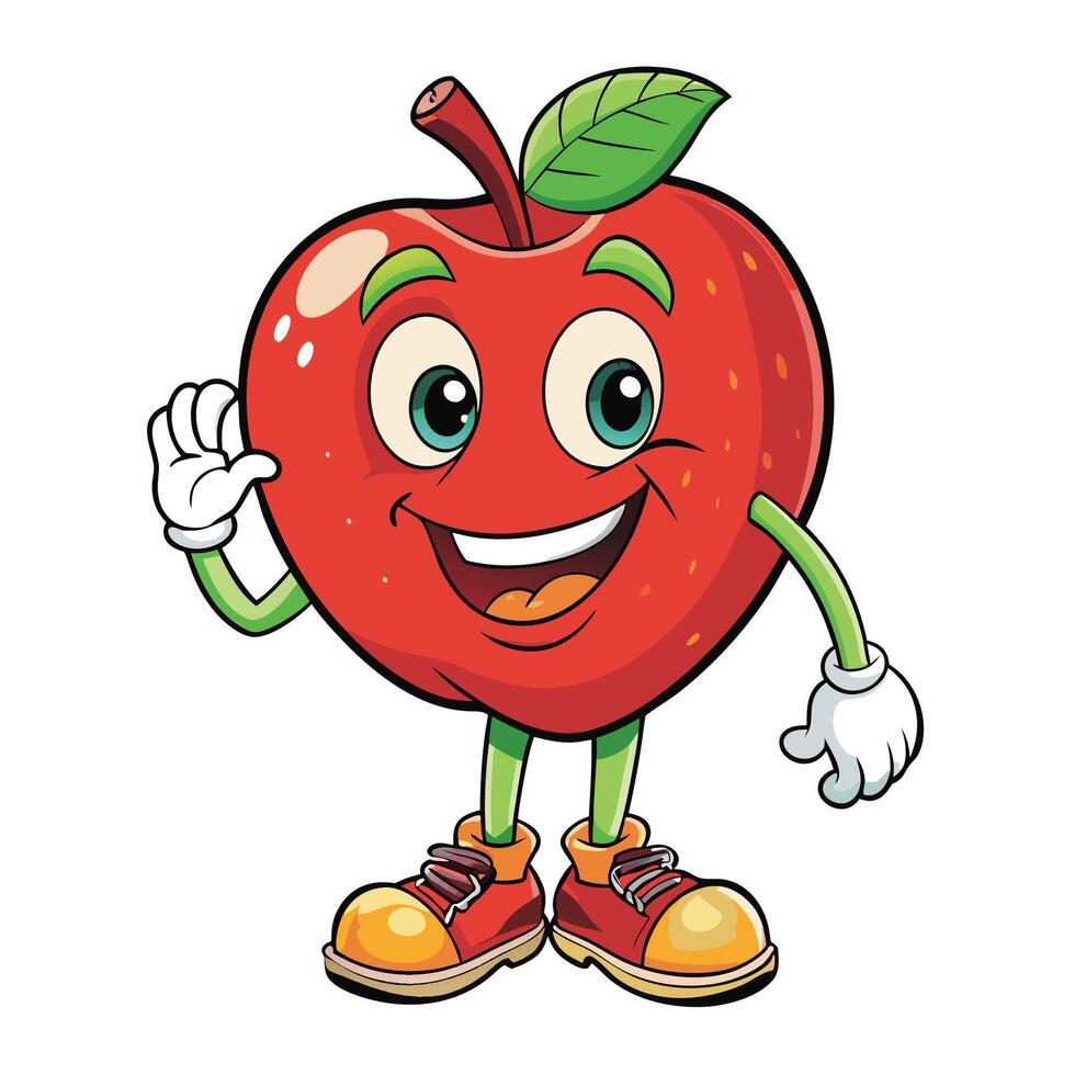 Cartoon apple character with a friendly expression vector
