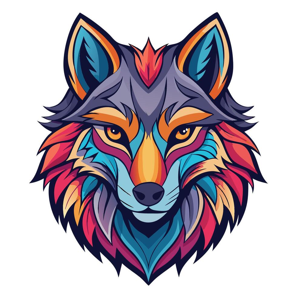 Vibrant stylized wolf portrait vector
