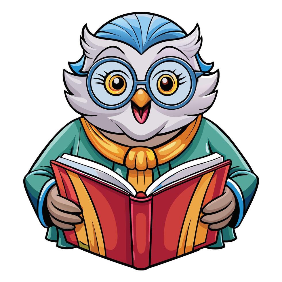 Wise owl holding open book vector
