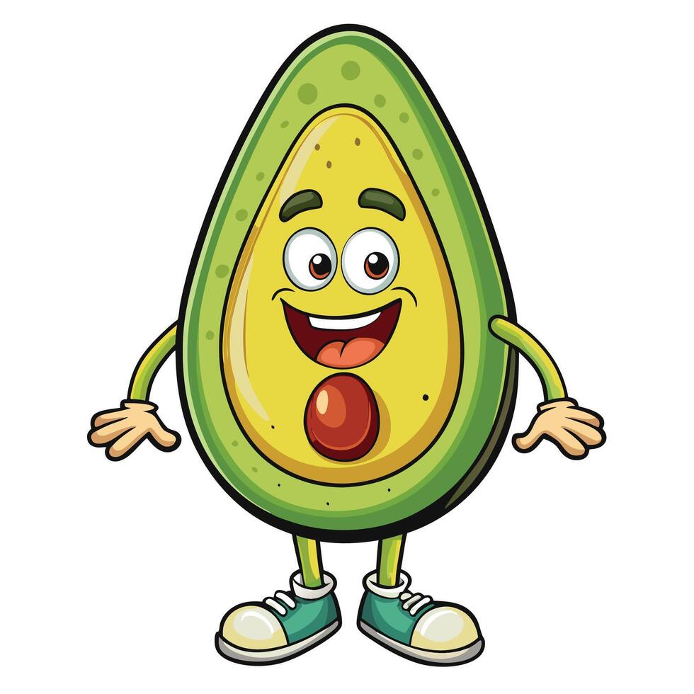 Cartoon Avocado with a Happy Expression vector