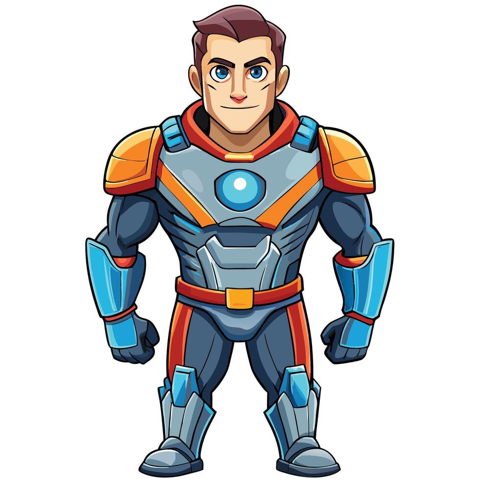Superhero in futuristic armor vector