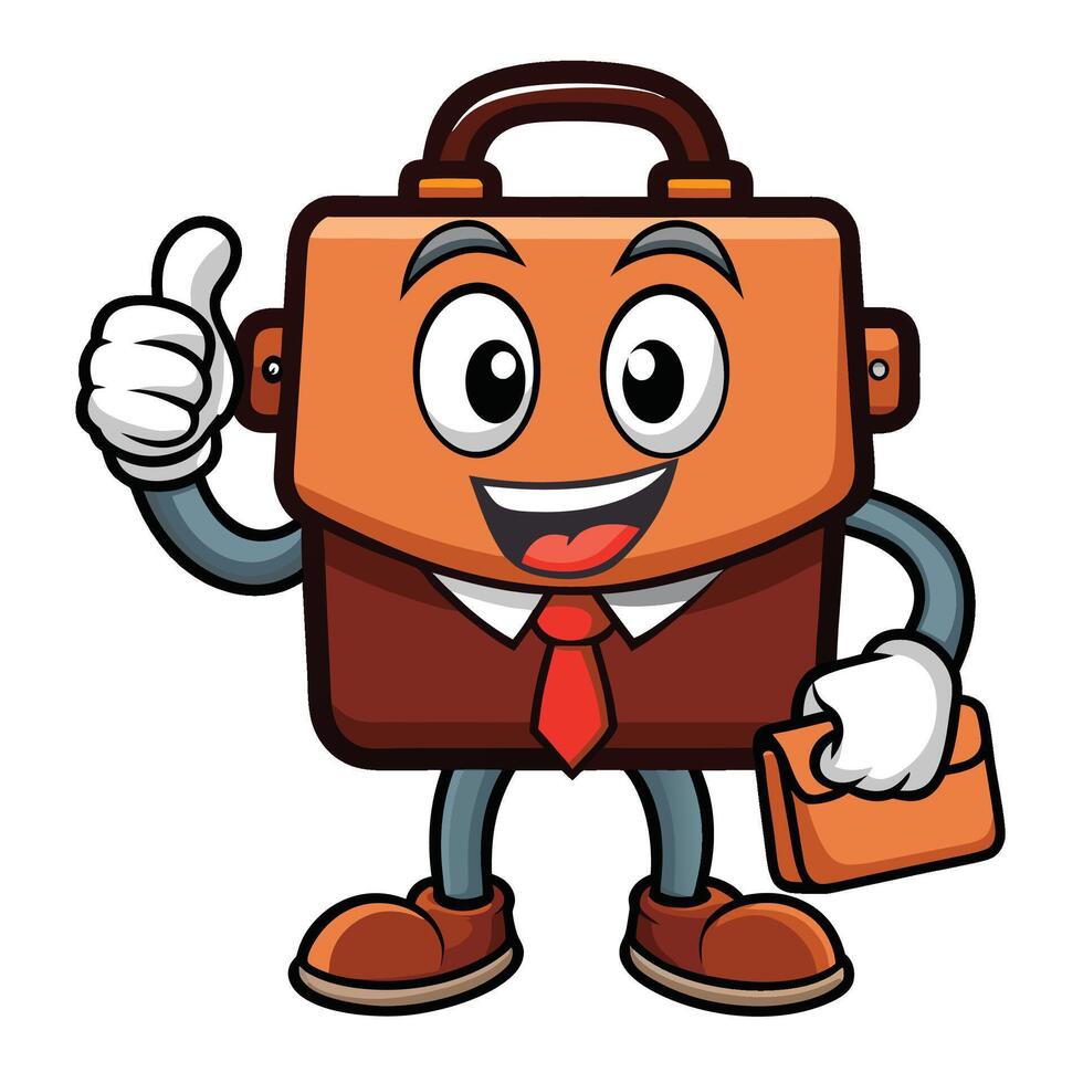 Business briefcase character giving thumbs up vector