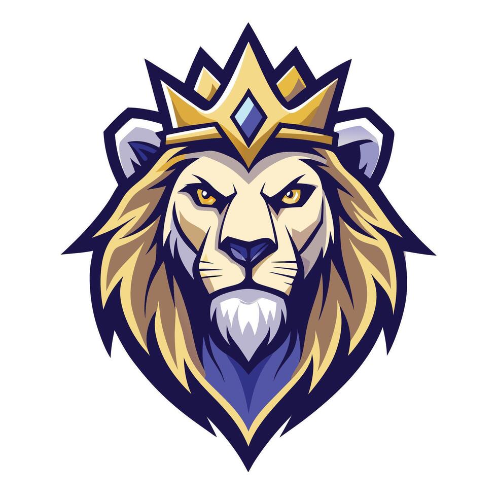 lion head with crown on its head vector