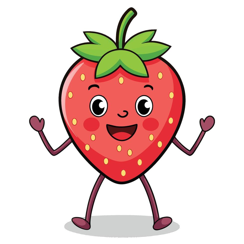 Happy strawberry character vector