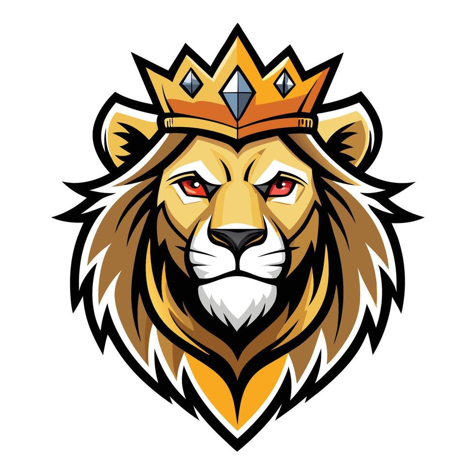 Majestic lion wearing a golden crown vector