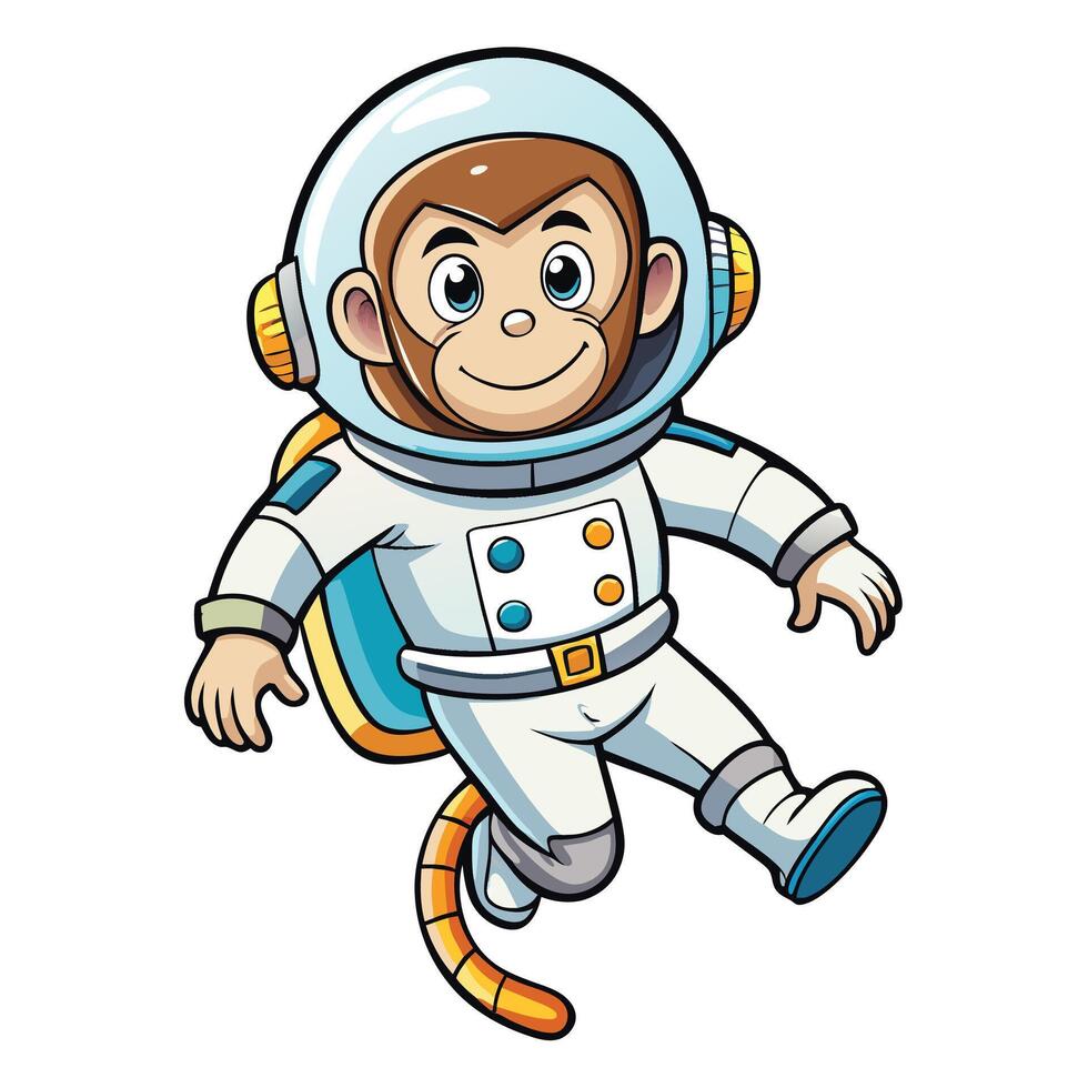 Monkey astronaut in space suit vector