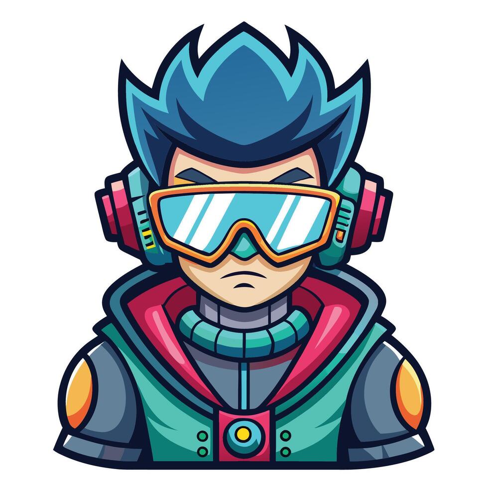 Stylish futuristic character with cool gear vector