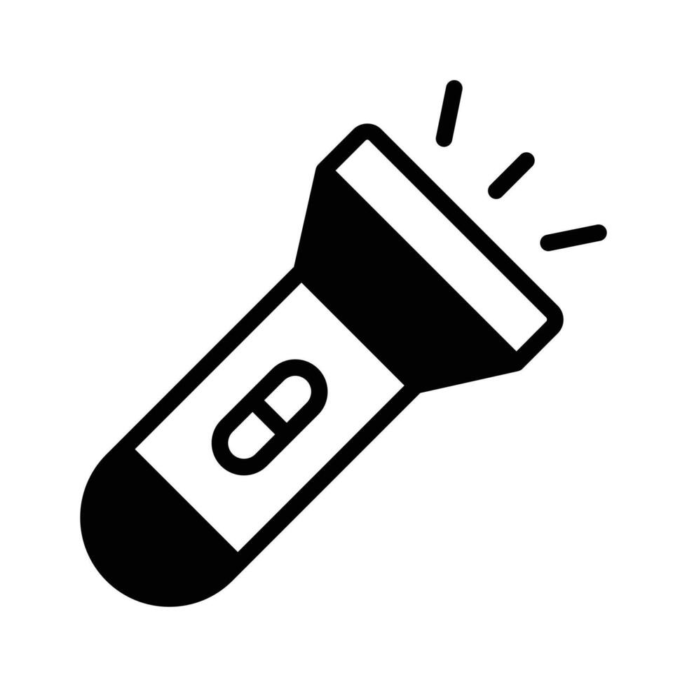 Flashlight icon for adventure, camping, and nighttime exploration.. . vector