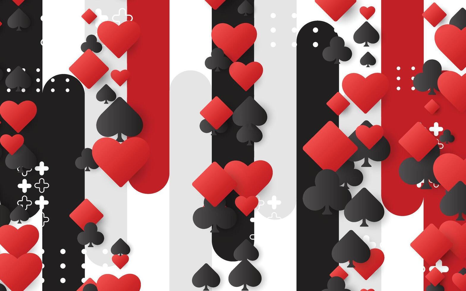 Striped background with playing cards object vector