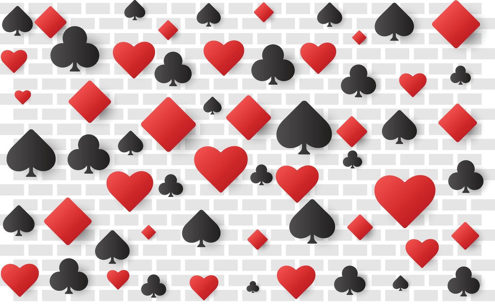 a background with many hearts and playing cards vector