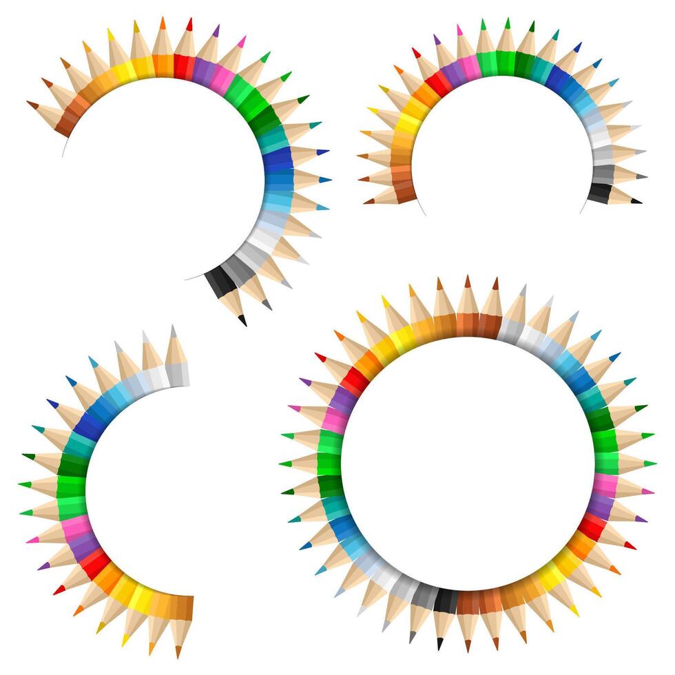 Set of banners with colored pencils vector