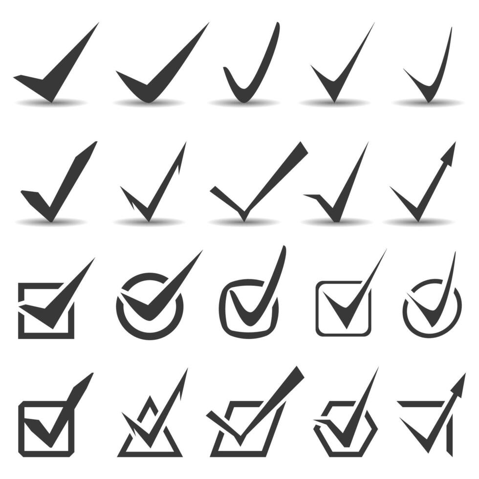 Check marks symbols and different check boxes collection vector