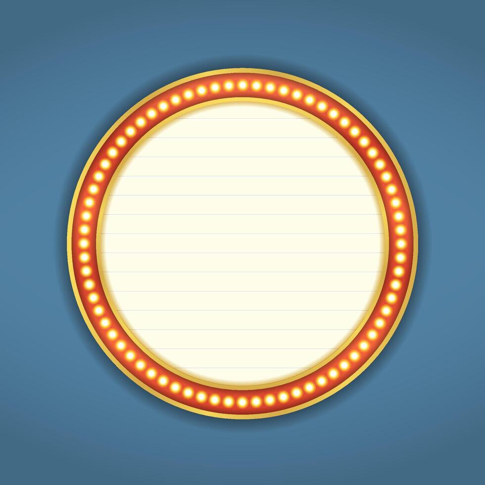 Round banner with retro lights vector