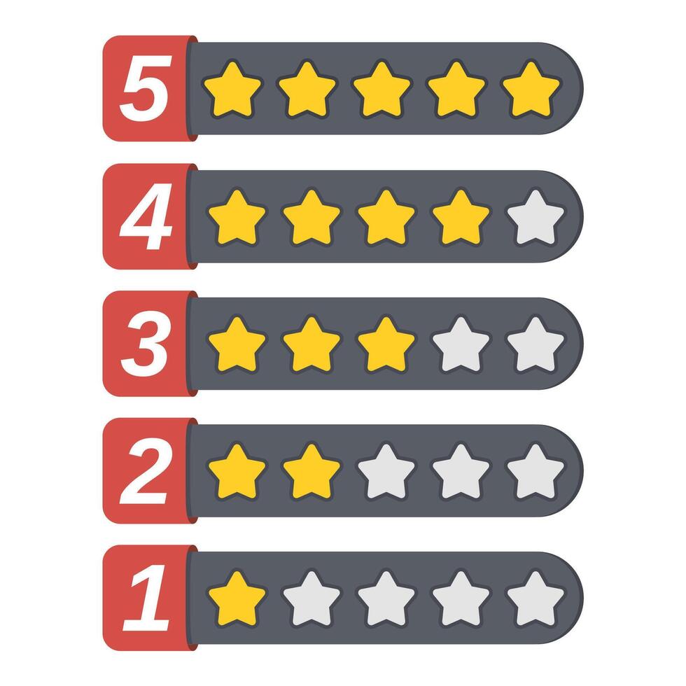 Rating stars set, cartoon style vector