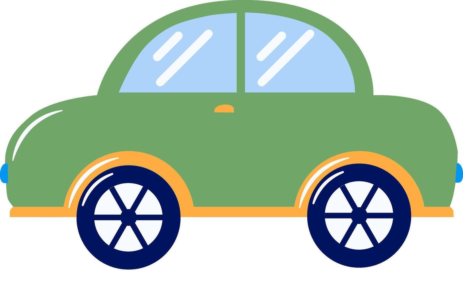 Cute Rounded Green Sedan Car Cartoon Illustration vector