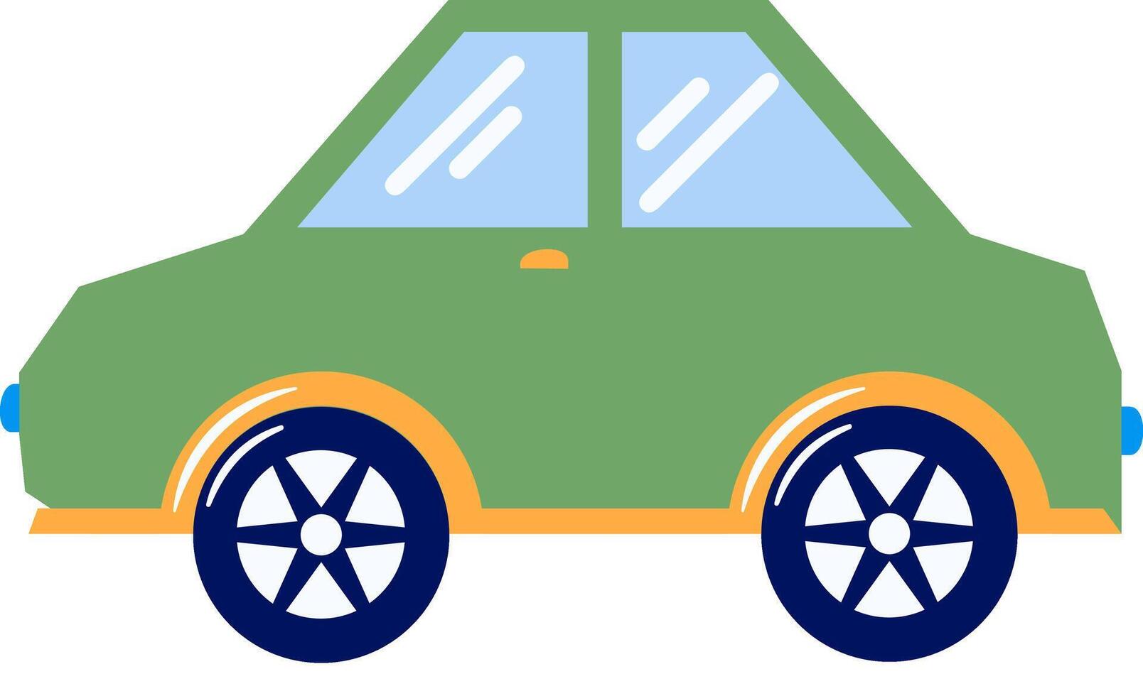 Green Sedan Car Cartoon Illustration vector
