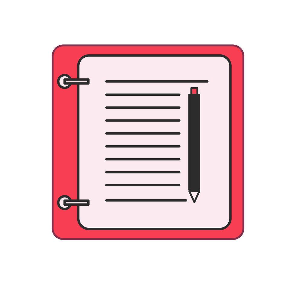 Simple brown notebook with black pencil . Great for business templates, study apps, or back-to-school graphics vector