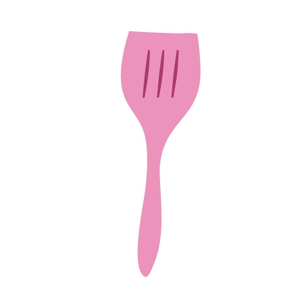 Elegant Flat Style Spatula with Purple and Pink Tones, Kitchen Tool Isolated on White Background vector