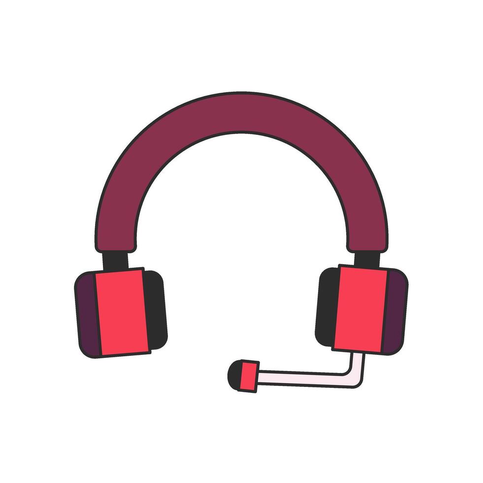 Minimalist office headset with mic. Works for conference call graphics, online course materials, or tech branding. Professional flat style vector