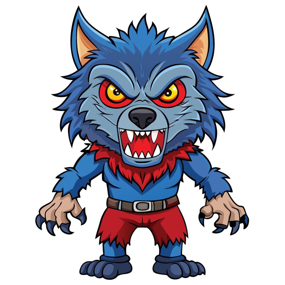 Cartoon werewolf character with angry expression vector