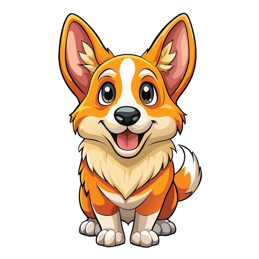 a cartoon corgi dog sitting down with its mouth open vector