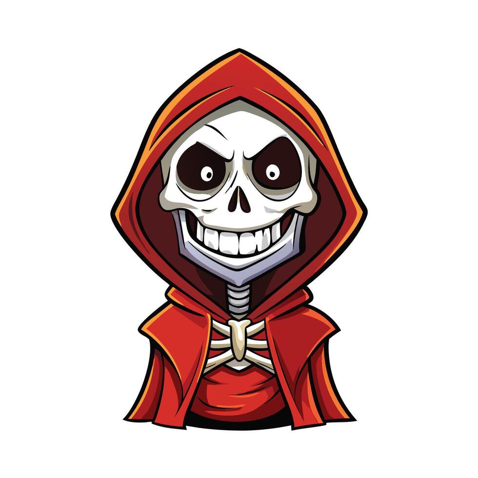 Cartoon Skeleton in Red Hood vector
