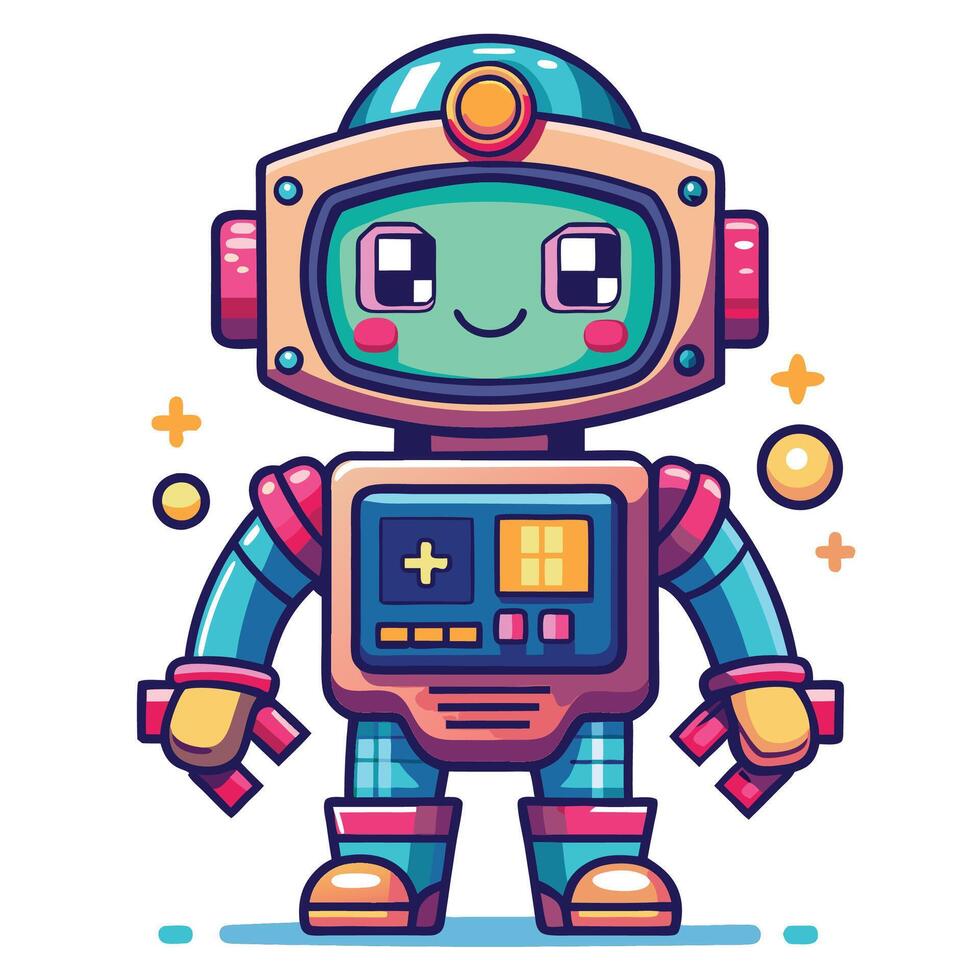 Cute robot character with friendly expression vector